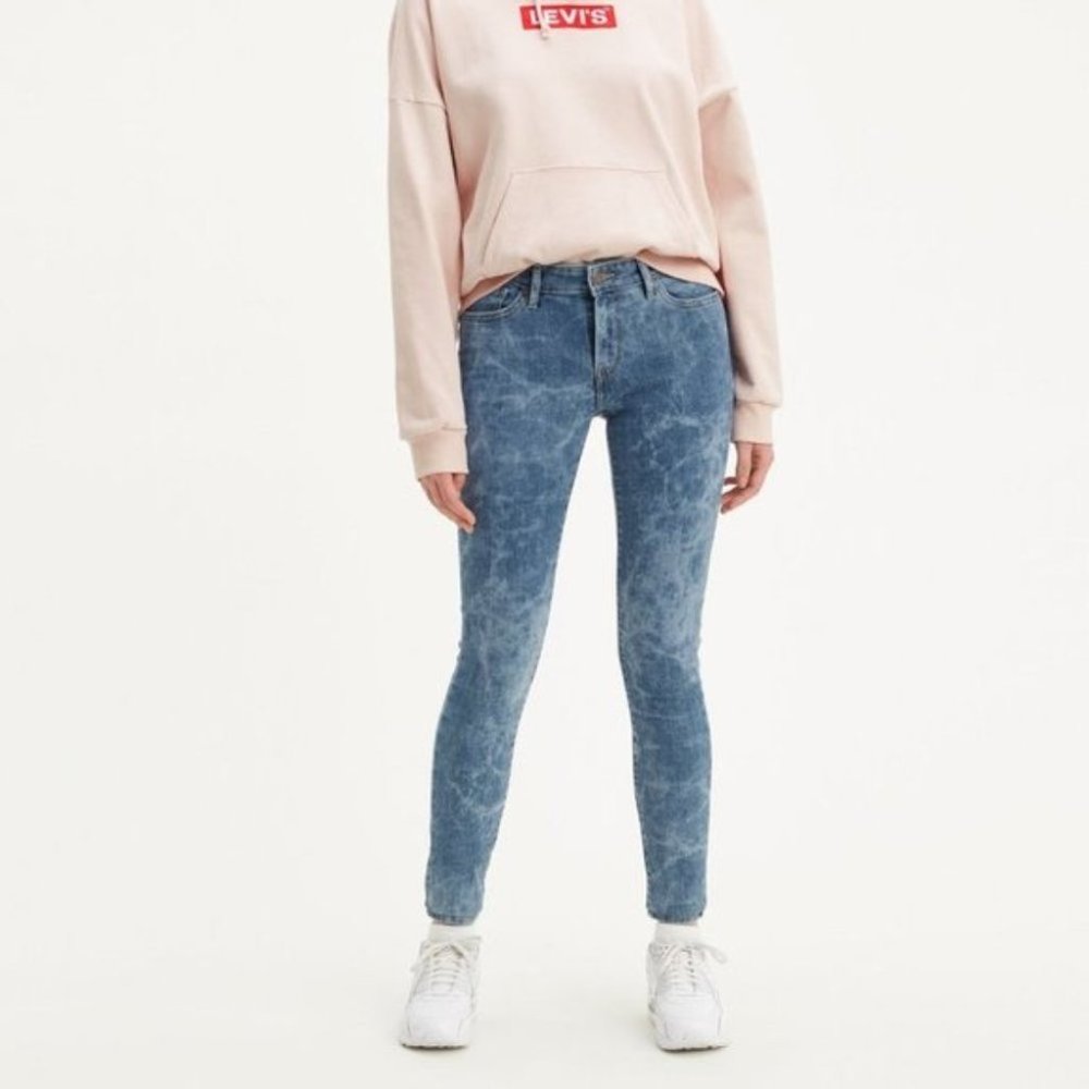NEW Levi's 711 Mid Rise Blue Tie Dye Denim Skinny Jeans Size 24